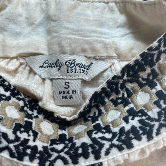 LUCKY BRAND Embroidered Sleeveless Pullover Peasant Cream Knit Loose Top! Small - Picture 7 of 11